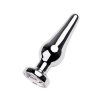 Silver anal plug TOYFA Metal with white round-shaped gem, length 9 cm, diameter 1,5-4 cm, weight 205 gr
