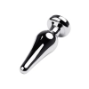 Silver anal plug TOYFA Metal with white round-shaped gem, length 9 cm, diameter 1,5-4 cm, weight 205 gr