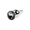 Silver anal plug TOYFA Metal with white round-shaped gem, length 9 cm, diameter 1,5-4 cm, weight 205 gr
