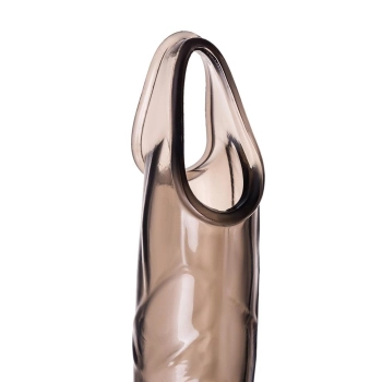 ToyFa XLover, Penis sleeve, for enlargement, TPE, transparent black, 15,5 cm