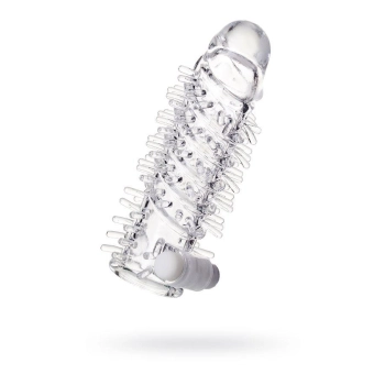 Transparentna nasadka na penisa A-Toys Fril z wibracją TPR 13 cm