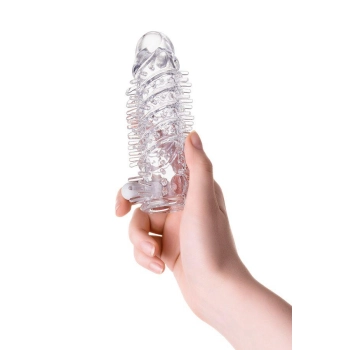 Transparentna nasadka na penisa A-Toys Fril z wibracją TPR 13 cm