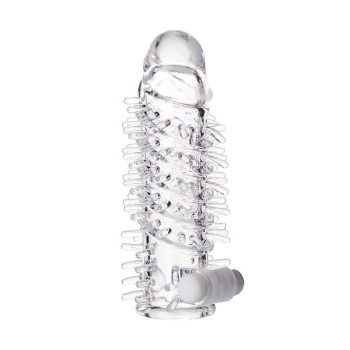 Transparentna nasadka na penisa A-Toys Fril z wibracją TPR 13 cm