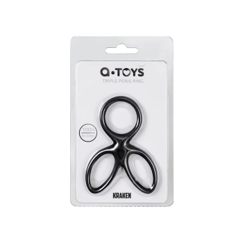 A-TOYS Triple penis ring KRAKEN, silicone, black, 10 cm