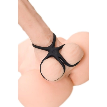 A-TOYS Triple penis ring KRAKEN, silicone, black, 10 cm