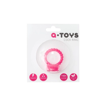 Silikonowy wibrujący pierścień erekcyjny AToys różowy 3.5 cm