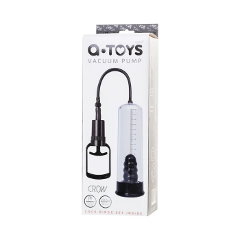 A-TOYS, Penis Pump, PVC, Black, 23.5 cm 3 cock rings included