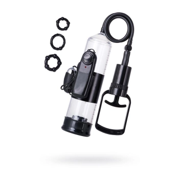 Pompka do penisa z wibracją A-Toys transparentna czarna 22,8 cm