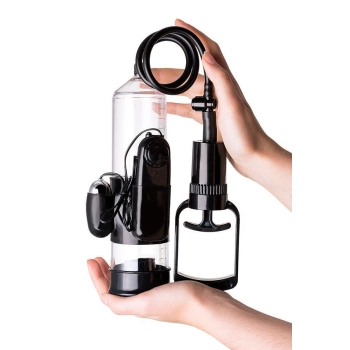 Pompka do penisa z wibracją A-Toys transparentna czarna 22,8 cm