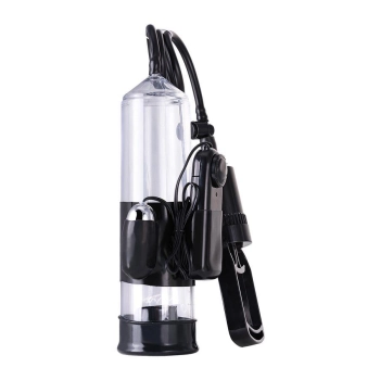 Pompka do penisa z wibracją A-Toys transparentna czarna 22,8 cm
