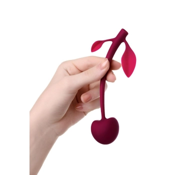 Wild cherry JOS pleasure ball with a ball inside and flexible tail color:cherry