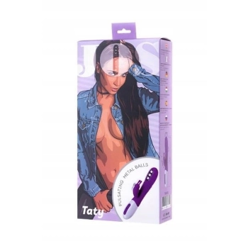 JOS TATY, Vibrator with clitoral stimulator with pulsating balls, purple, 21,5 cm