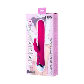Wibrator króliczek z ruchomymi kulkami JOS BALLE silikonowy różowy 23 cm