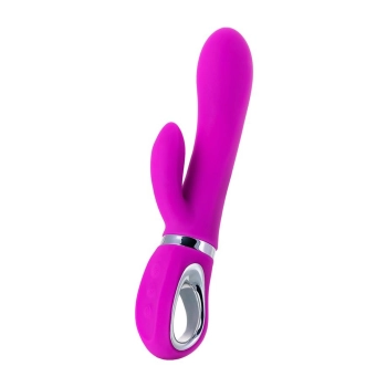 JOS JOLY, Vibrator with clitoral stimulator with WOW mode, silicone, fuchsia, 19.6 cm