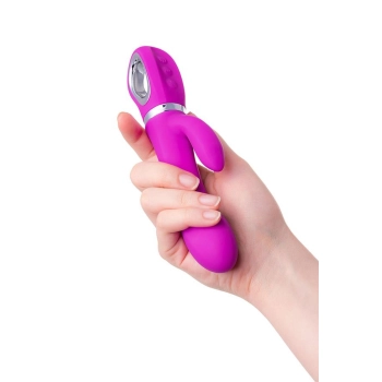 JOS JOLY, Vibrator with clitoral stimulator with WOW mode, silicone, fuchsia, 19.6 cm