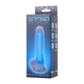 Dildo żelowe świecące Bruce Glow niebieskie 16,5 cm Beyond