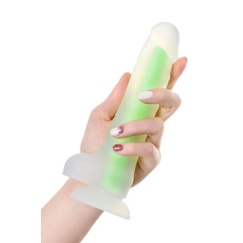 Dildo żelowe Beyond by Toyfa Wade Glow świecące zielone 14,5 cm