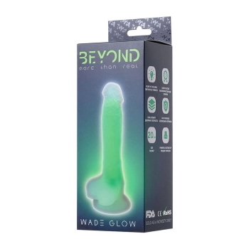 Dildo żelowe Beyond by Toyfa Wade Glow świecące zielone 14,5 cm