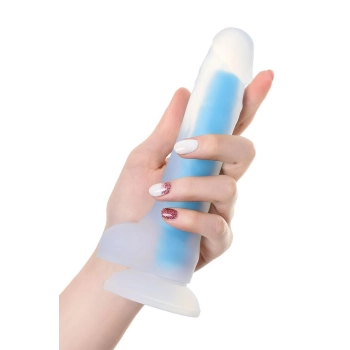 Dildo Matt Glow świecące w ciemności niebieskie 18 cm