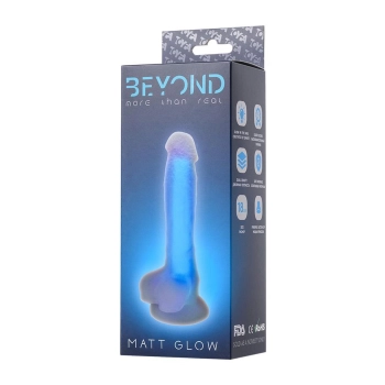 Dildo Matt Glow świecące w ciemności niebieskie 18 cm
