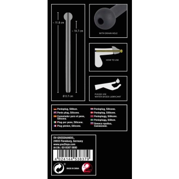 Penis plug Piss Play silikonowy Penisplug czarny 11,8 cm