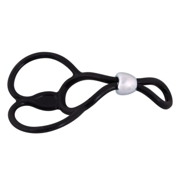 Pierścień erekcyjny You2Toys silikonowy z pierścieniami jąder 13 cm czarny