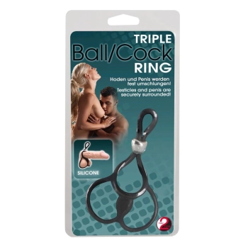 Pierścień erekcyjny You2Toys silikonowy z pierścieniami jąder 13 cm czarny