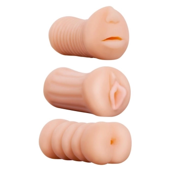 Zestaw trzech masturbatorów XXX To Go Threesome NMC TPR 10 cm