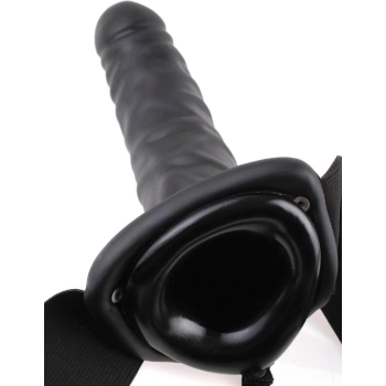 Proteza na penisa Fetish Fantasy Series pusta ciemna 20 cm z wibracją