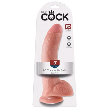 Dildo realistyczne King Cock z jądrami PVC 22,9 cm