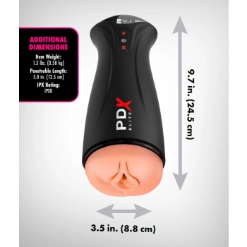 Masturbator z wibracją i ssaniem PDX Elite USB 24,5 cm