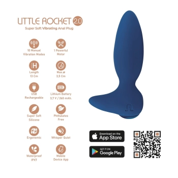 Plug analny wibrujący Little Rocket II Adrien Lastic z aplikacją IPX7