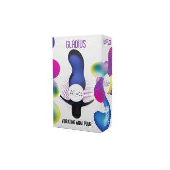 Wibrujący korek analny Alive Gladius niebieski 11 cm