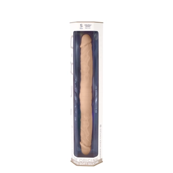 Podwójne dildo Silexd cieliste S 38 5 cm