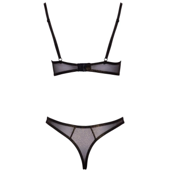 Komplet bielizny Cottelli LINGERIE czarny ze złotym brokatem 80B
