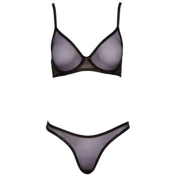 Komplet bielizny Cottelli LINGERIE czarny ze złotym brokatem 80C
