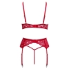 Świąteczny komplet bielizny Cottelli LINGERIE czerwony z piórkami S/M