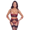 Komplet bielizny Cottelli BONDAGE czarno czerwony L
