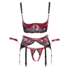 Komplet bielizny Cottelli BONDAGE czarno czerwony L