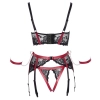 Komplet bielizny Cottelli BONDAGE czarno czerwony L