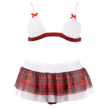 Komplet bielizny Cottelli LINGERIE czerwona krata L