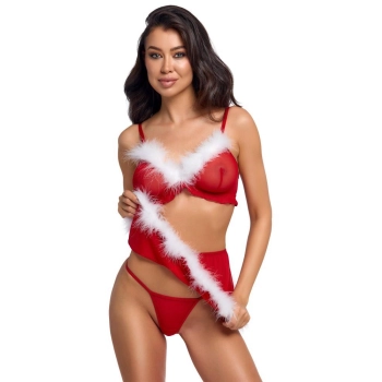 Świąteczny komplet bielizny Cottelli Lingerie czerwony L XL