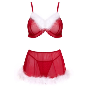 Świąteczny komplet bielizny Cottelli Lingerie czerwony L XL
