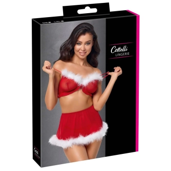 Świąteczny komplet bielizny Cottelli Lingerie czerwony L XL