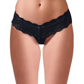 Stringi perłowe Cottelli LINGERIE czarne S