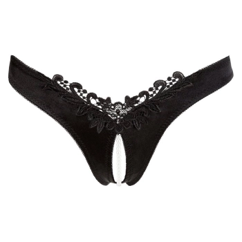 Stringi z perłami Cottelli Lingerie czarny L