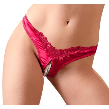 Slipy z perłami Cottelli Lingerie czerwone XL