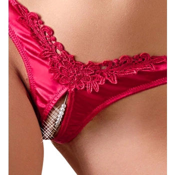 Slipy z perłami Cottelli Lingerie czerwone XL