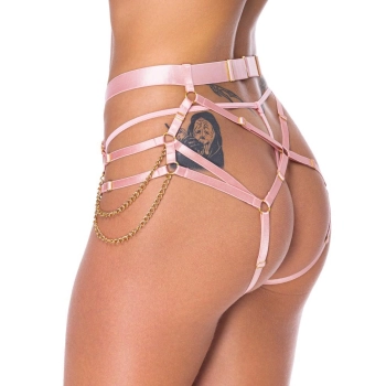 Bad Kitty Różowa Uprząż String z Łańcuszkami S L
