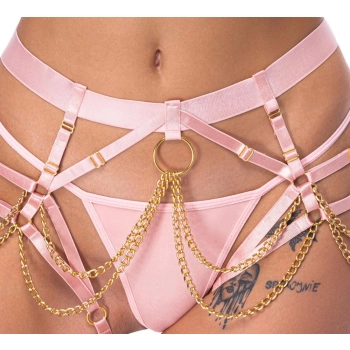 Bad Kitty Różowa Uprząż String z Łańcuszkami S L